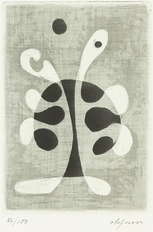 Pierre Olofsson, etchings, 5 pcs, signed and numbered.