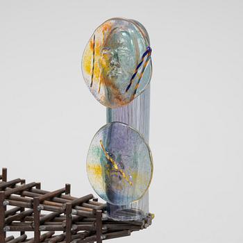 Kjell Engman, a unique cast glass and iron sculpture, Kosta Boda, Sweden.