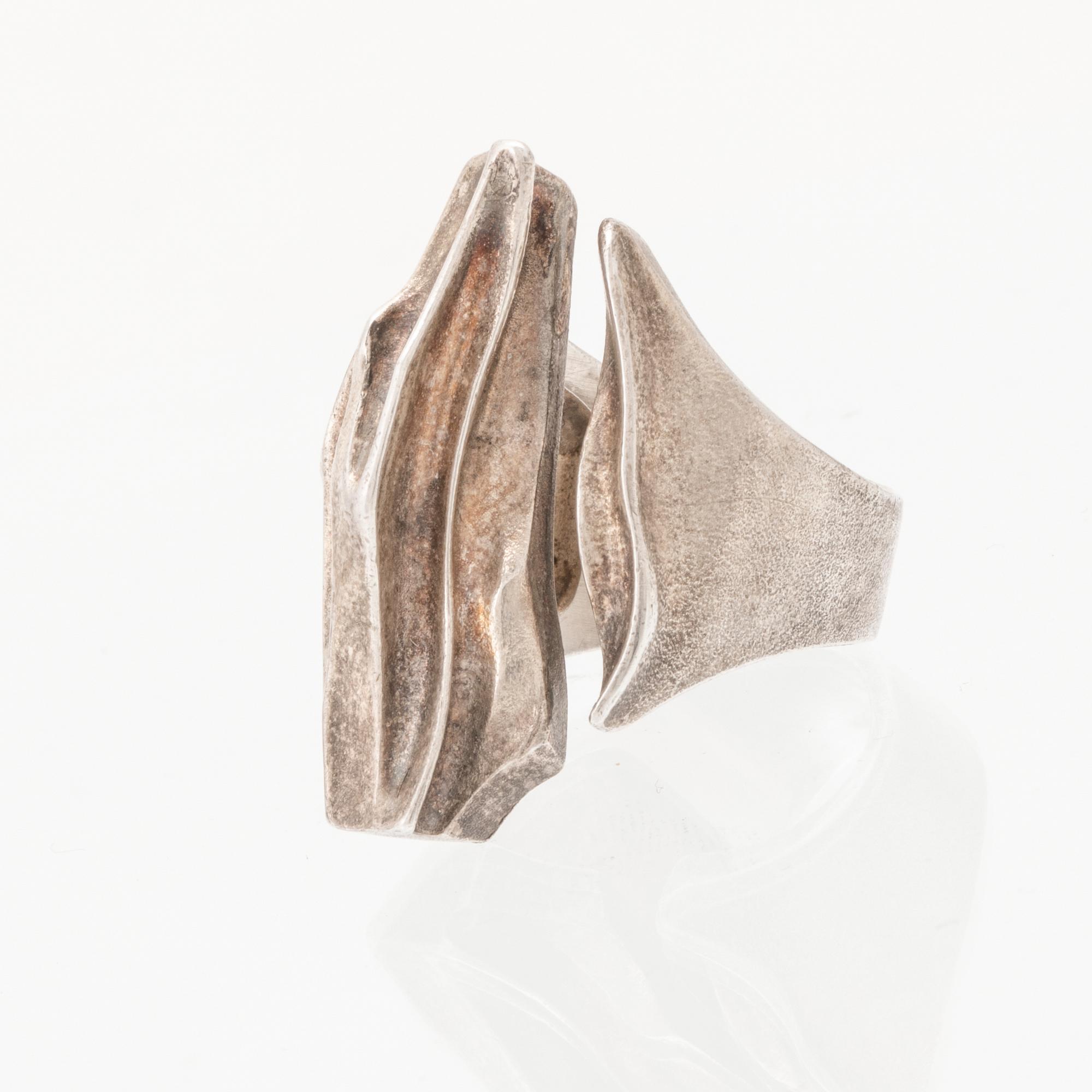 A silver ring "Erosion" by Björn Weckström for Lapponia 1976.