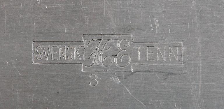 LOCKASK, tenn, 1940-tal, undertill märkt Svenskt Tenn.