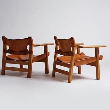 Børge Mogensen, fåtöljer, ett par "Spanska stolen", modell 2226, Fredericia Stolefabrik, Danmark.