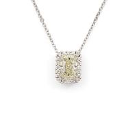 Collier 18K vitguld med fasettslipad diamant, medföljande GIA report.