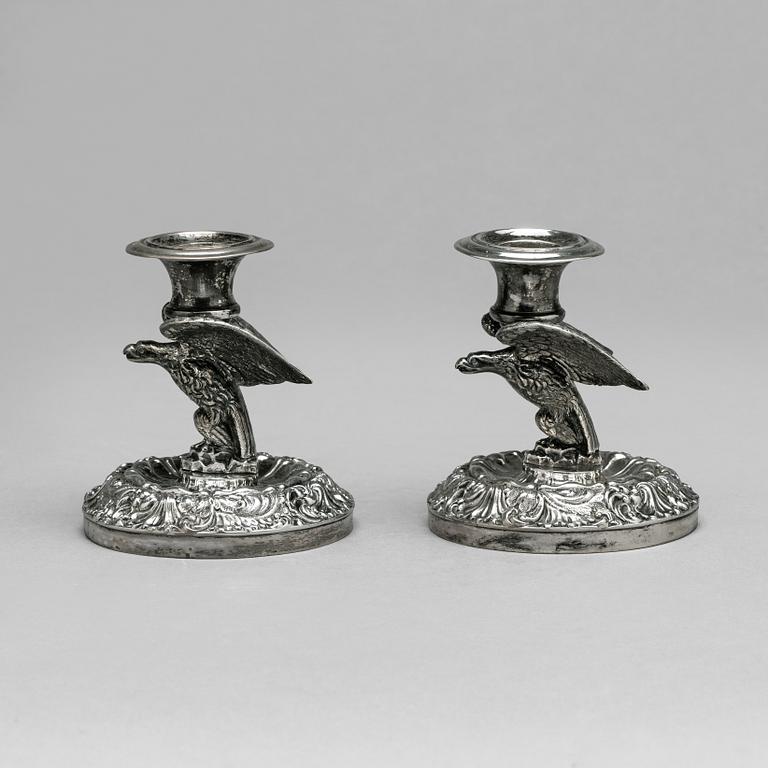 A pair of Swedish 19th century silver candlesticks, mark of Carl Petter Norlin, Malmö 1843.