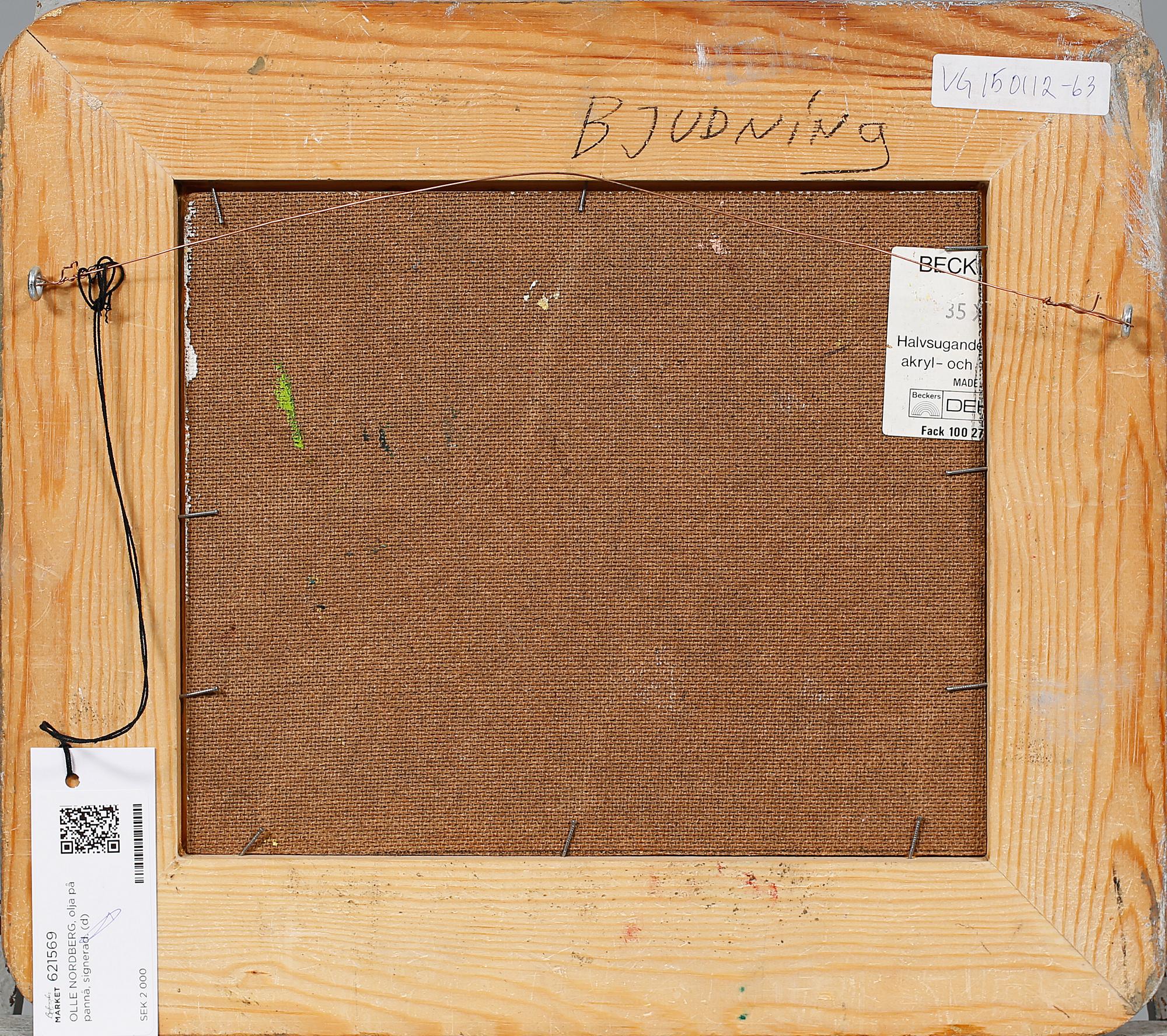 OLLE NORDBERG, olja på pannå, signerad.