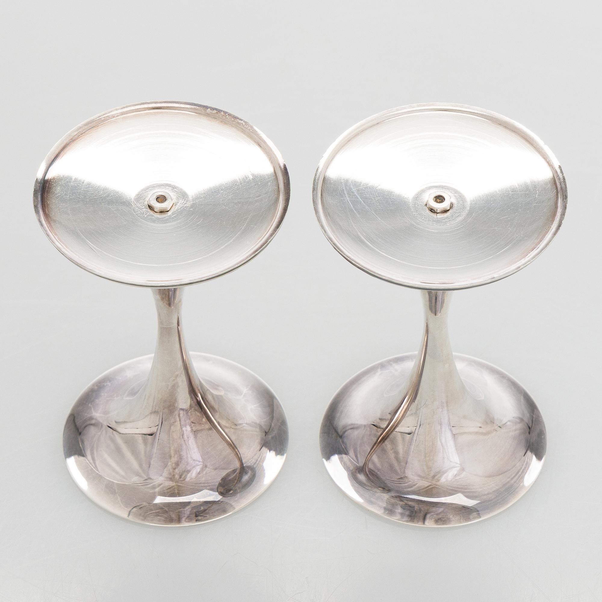 Tapio Wirkkala, a pair of silver 'Trumpet' candlesticks, Kultakeskus, Hämeenlinna 1969.