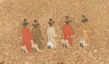 A six fold screen, anonymous Japanese artist, probably 17th Century.