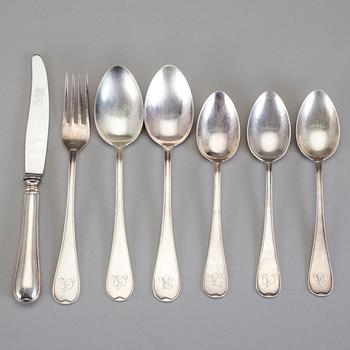 BESTICK, 7 delar, silver, GAB Stockholm, omkring 1900-talets mitt. Total vikt cirka 342 g.