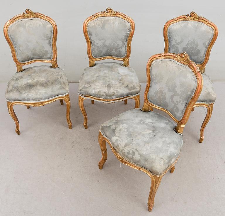 STOLAR, 4 st, rokokostil, 1800-talets andra hälft.