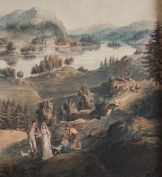 Johan Adam von Gertten (Gerdten), "Vue du Lac Laxen en Westrogothå".