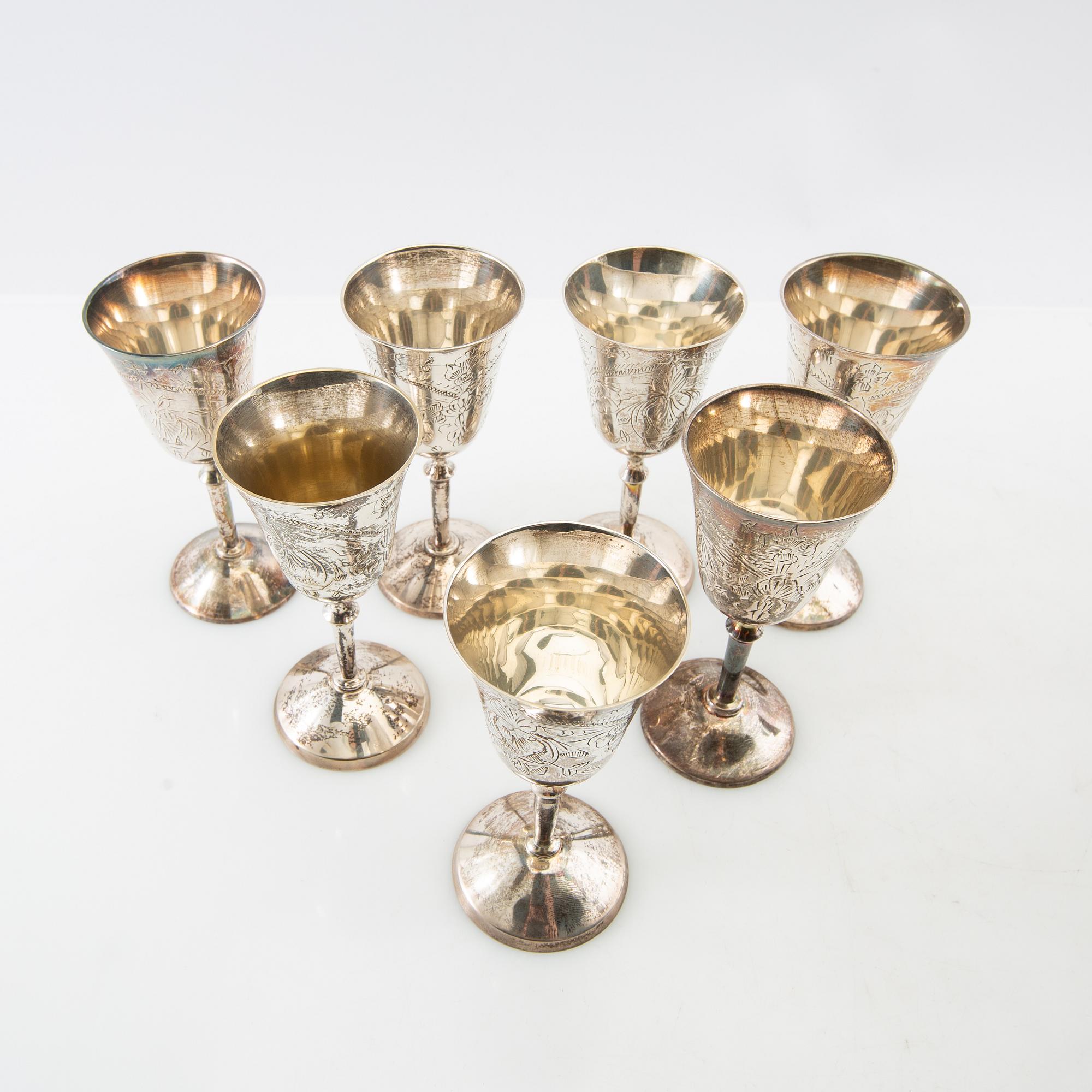 Cup 7+6 pcs first half of the 20th century, silver plate.