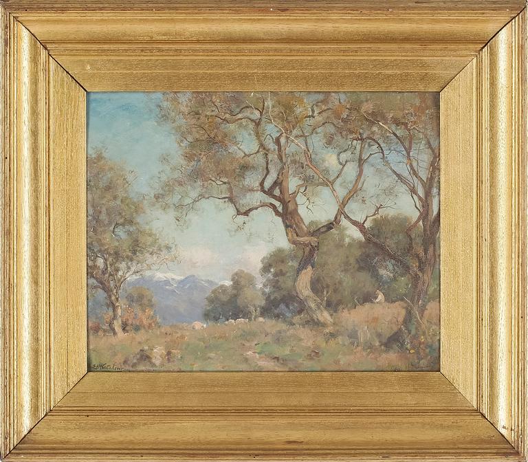 ERNEST ALBERT WATERLOW, olja på pannå. Signerad.