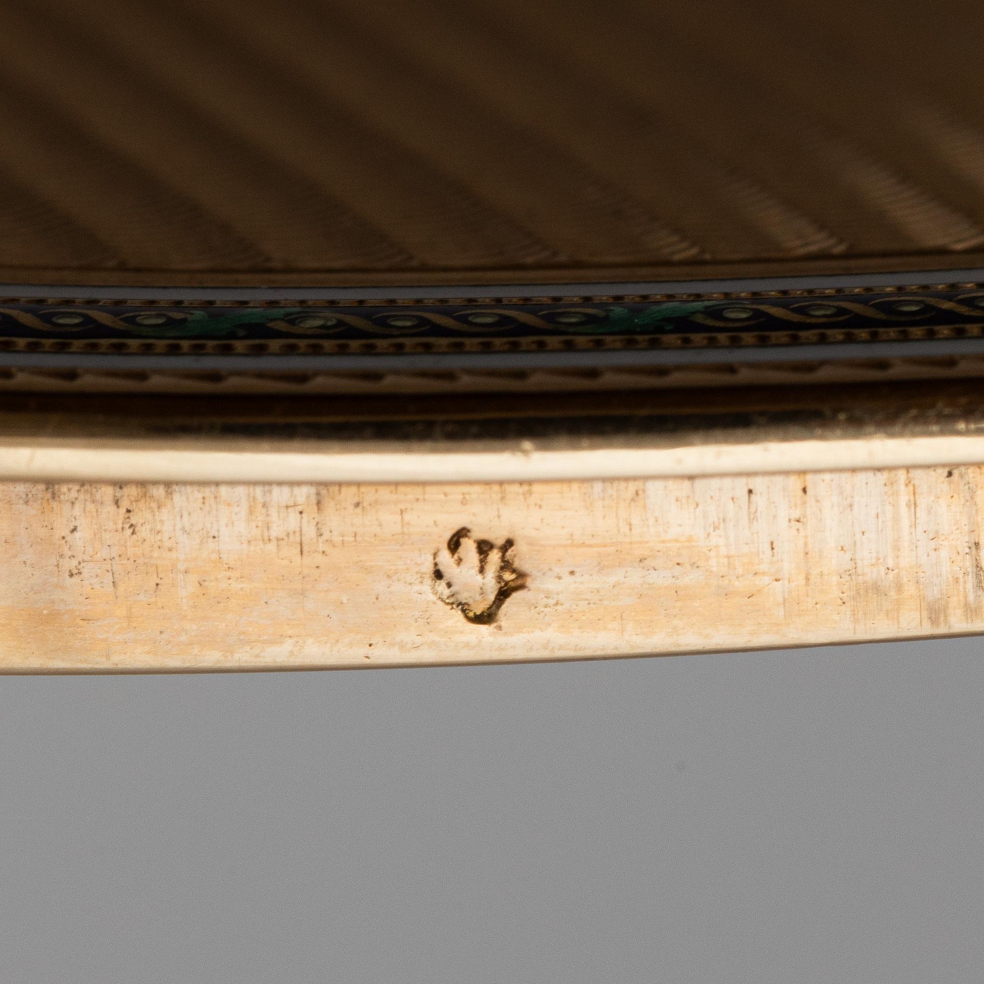 Les Frères Toussaint, dosa, 14k guld och emalj, Hanau, Tyskland (verksamma 1752-1803).