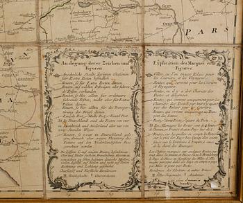 KARTA, kopparstick på duk, Postkarte durch ganze Deutschland, Nürnberg 1786.