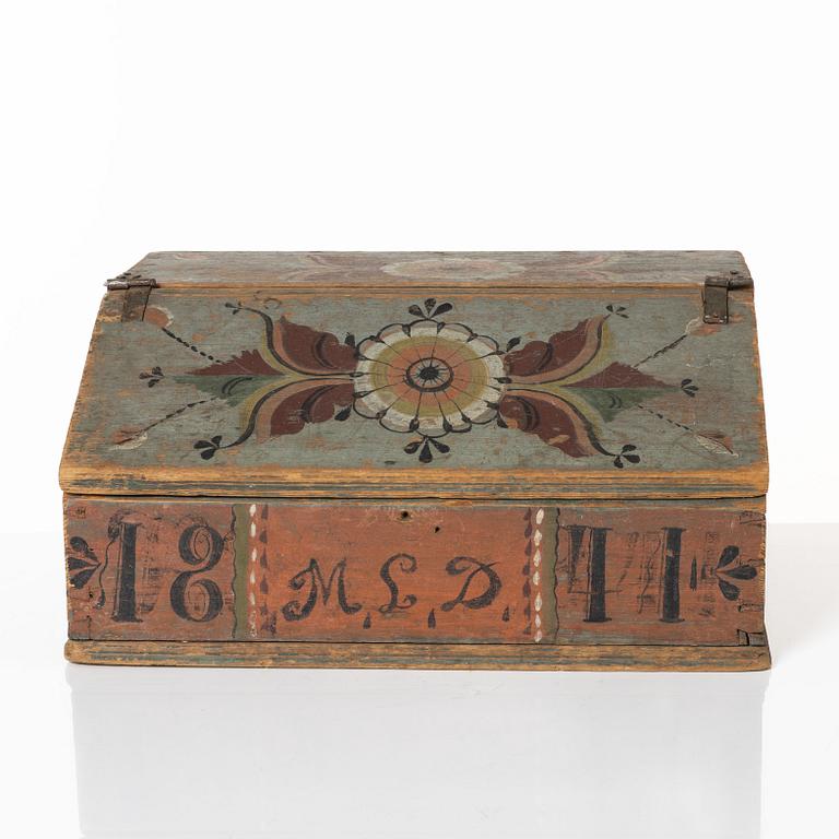 A Swedish painted box, 19th Century.
