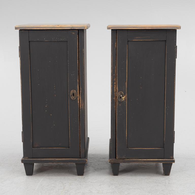 Bedside tables, a pair, first half of the 20th century.