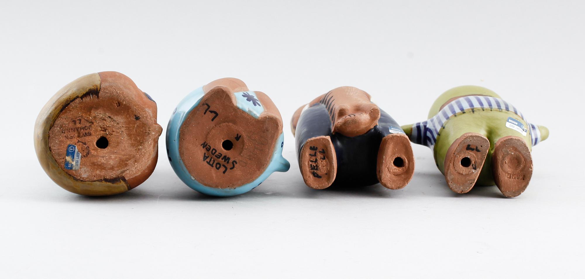 FIGURER, 4 st, stengods, Lisa Larson, Gustavsberg.