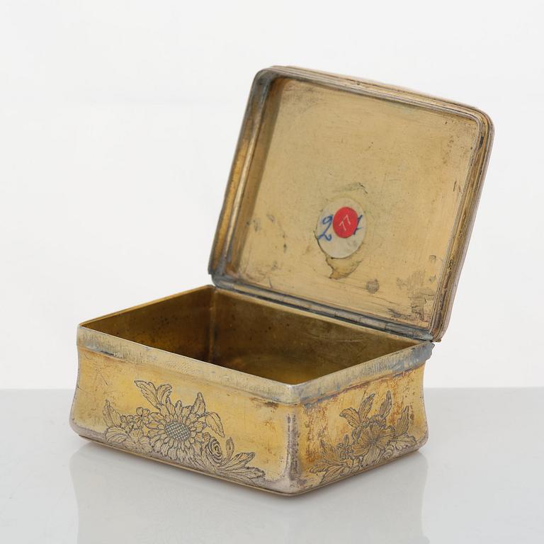A Swedish Rococo silver-gilt snuff-box, mark of Kilian Kelson, Stockholm 1759.
