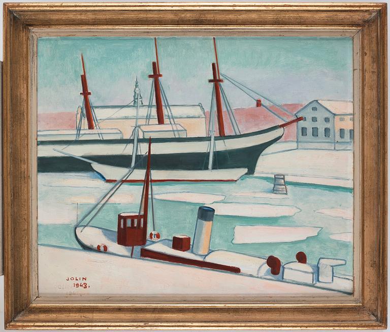 Einar Jolin, Winter at the harbour, Stockholm.