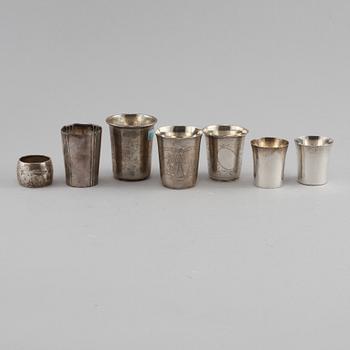 PARTI SILVER, 7 delar, Sverige och Portugal, 1800- och 1900-tal. Vikt 306 g.