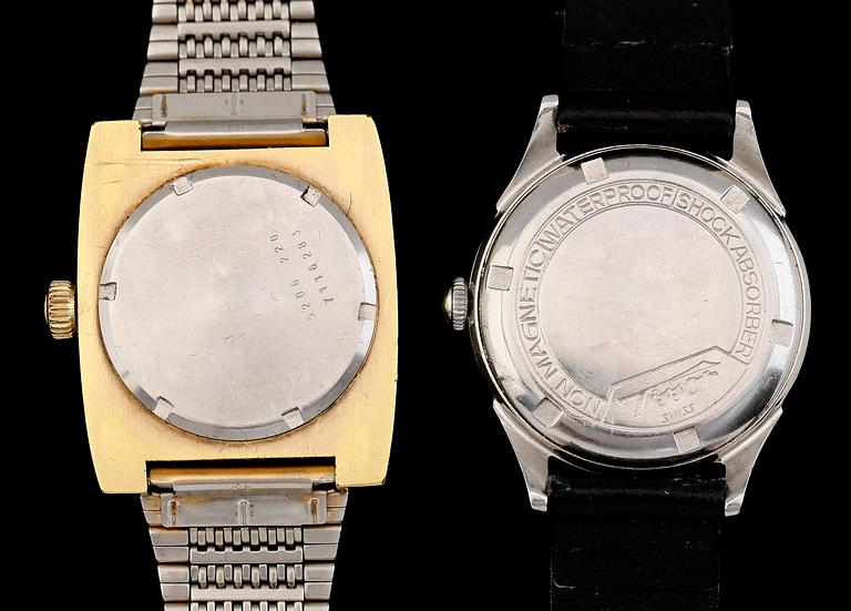 ARMBANDSUR, 2 st, stål, Tissot samt Certina, 1950-/60-tal.