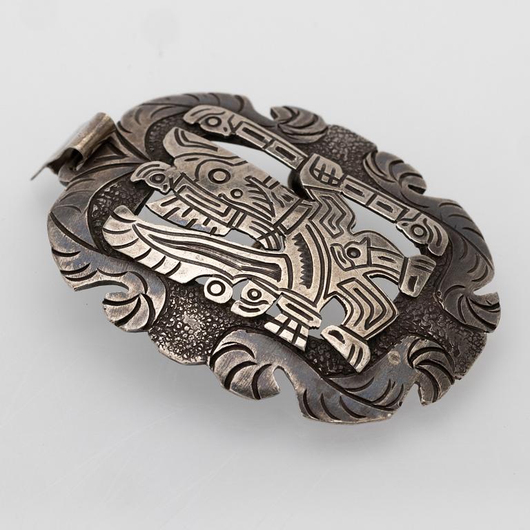 Silver necklace and brooch, South America, 1950s/60s.