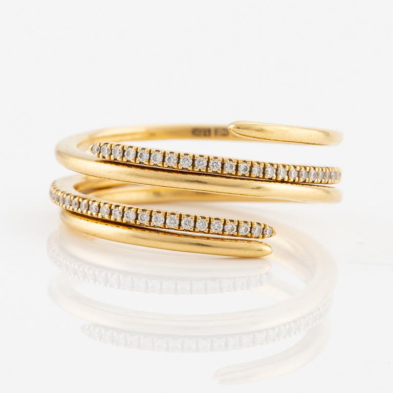 Engelbert, rings, 2 pcs, "Petit Spin ring" and "Double Spin ring", 18K gold, one with brilliant-cut diamonds.