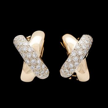 187. EARRINGS, brilliant cut diamonds, tot. app. 0.75 cts.