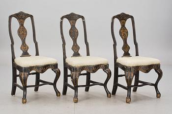 STOLAR, 3 st, senbarockstil, 1800-talets första hälft.