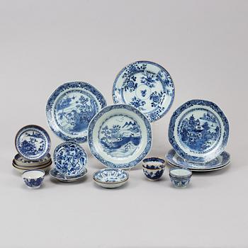 A group of 15 dishes and 5 cups, Qing dynasty, Qianlong (1736-95).