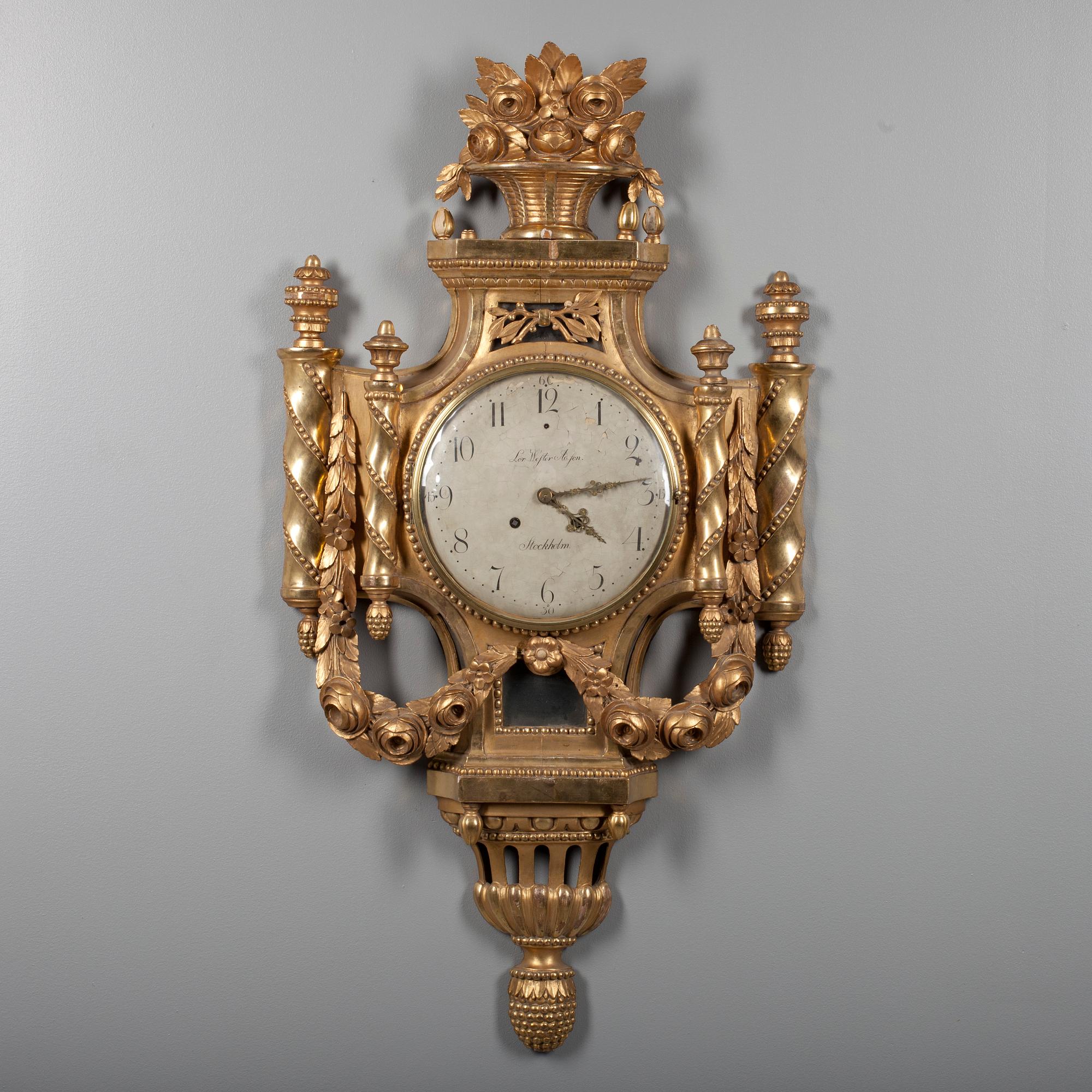 VÄGGUR, gustavianskt, Lorents Adolfson Wester (1751-1797) Stockholm, Sverige.