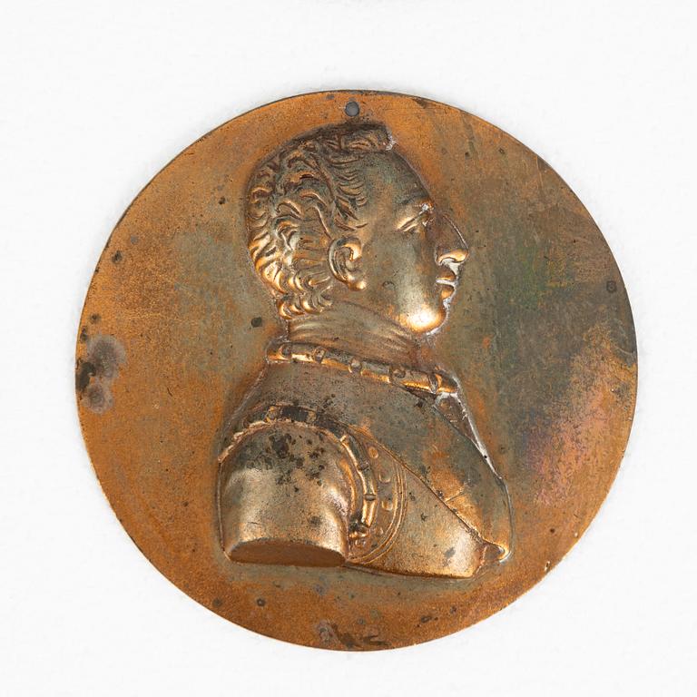 Monarchs and regents of Sweden, twenty metal portrait medallions, 19th20th century.