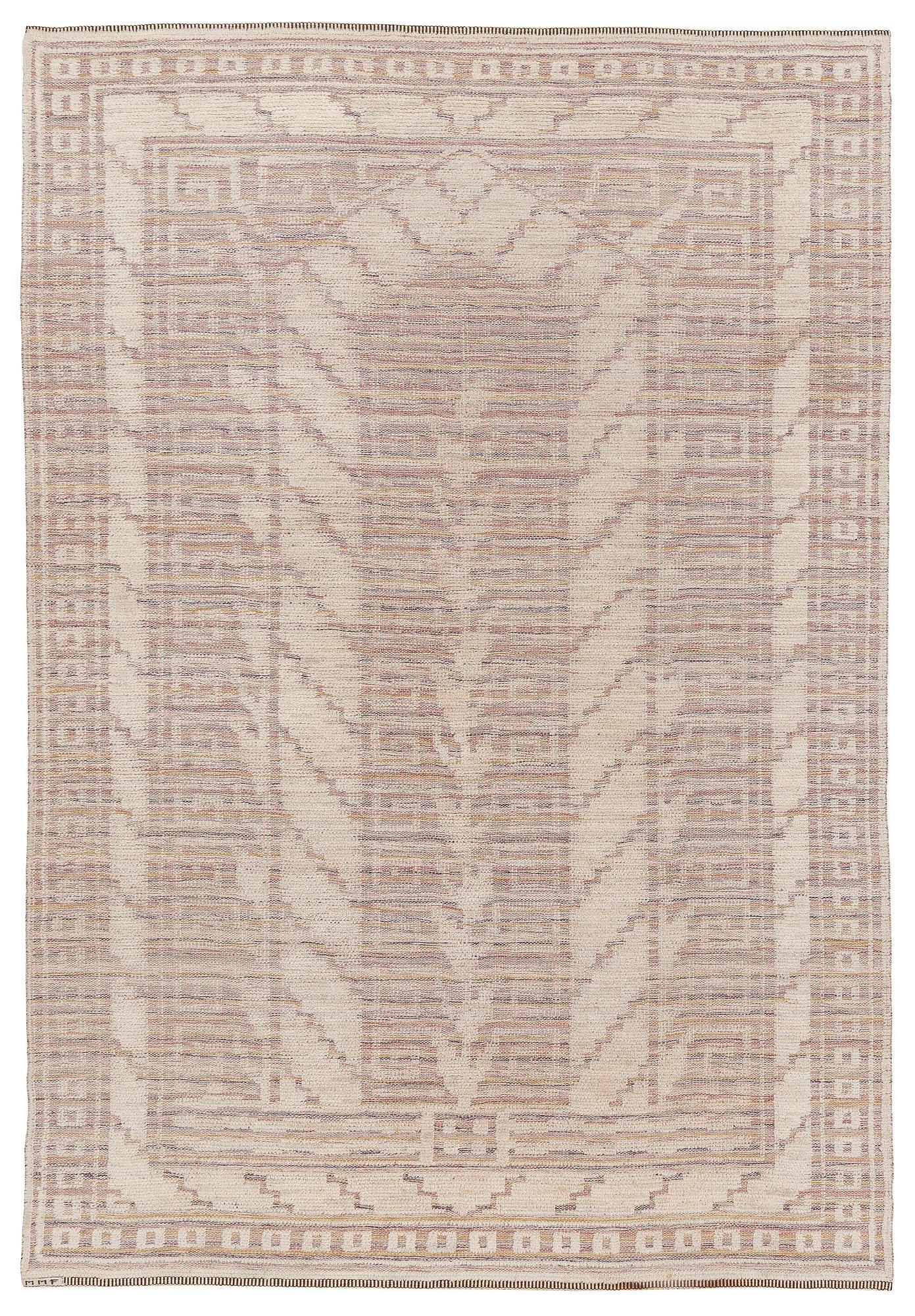 Märta Måås-Fjetterström, matta, 'Vita spetsporten' (variant), knotted pile in relief, c. 303 x 210 cm, signerad MMF.