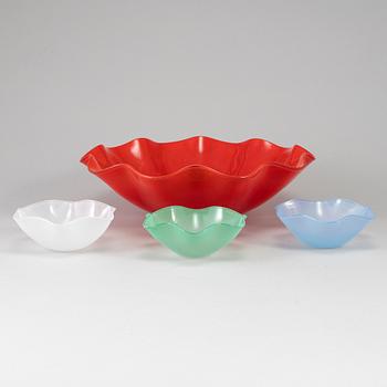 SVEN PALMQVIST, 4 glass bowls, Orrefors.