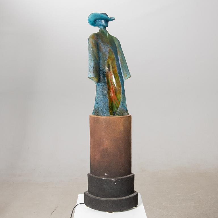 Kjell Engman, "Man in Trenchcoat", unique sculpture, from the series "Catwalk", cast glass, Kosta Boda.