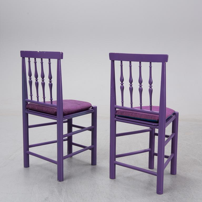 Björn Wiinblad, eight painted chairs, second half of the 20th Century.