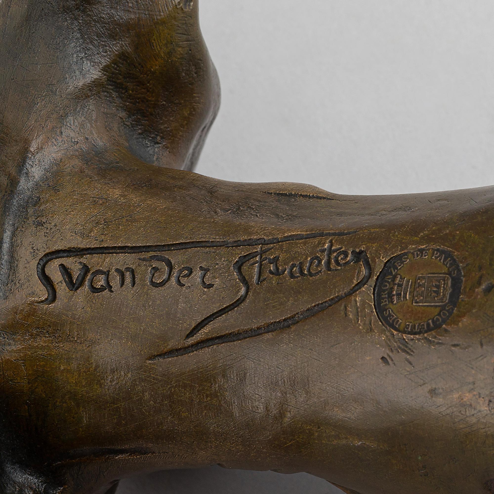 Georges van der Straeten, skulptur. Brons, signerad, gjut.stämpel. Total höjd 22,5 cm.