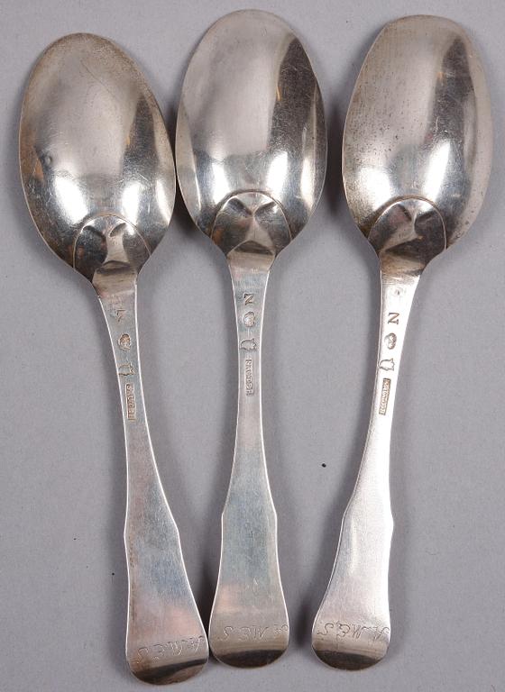 MATSKEDAR, 3 st, silver, Isak Sauter, Stockholm, verksam 1744-1779.
