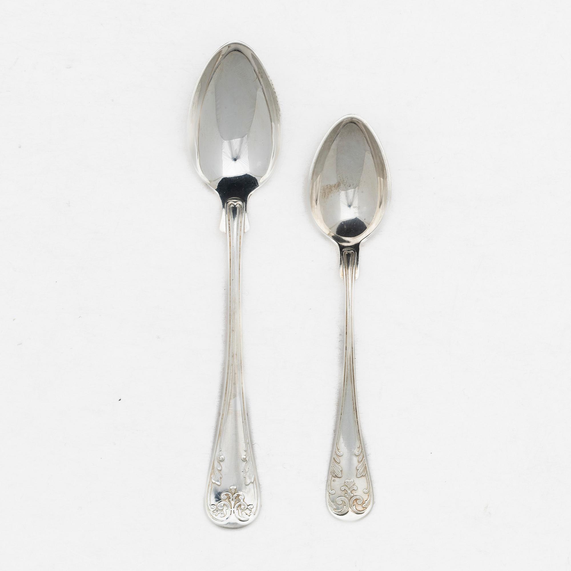 27 silver spoons, model old French, CG Hallberg and GAB, Stockholm, 1924-65.