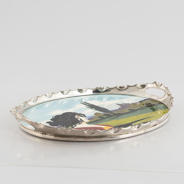 Carl Sigmund Luber, an Art Nouveau tray, Johann Von Schwarz, early 20th Century.