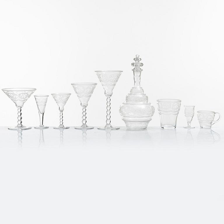 Simon Gate, a 61-piece 'Molnet' glass service, Orrefors.