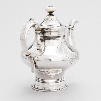 A Russian silver teapot, maker's mark of Andrei Wilgelmovich Wekman, Moscow 1871.