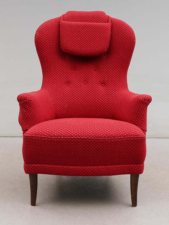 FÅTÖLJ, "Farmor", Carl Malmsten, AB O.H. Sjögren, Tranås, 2000-tal.