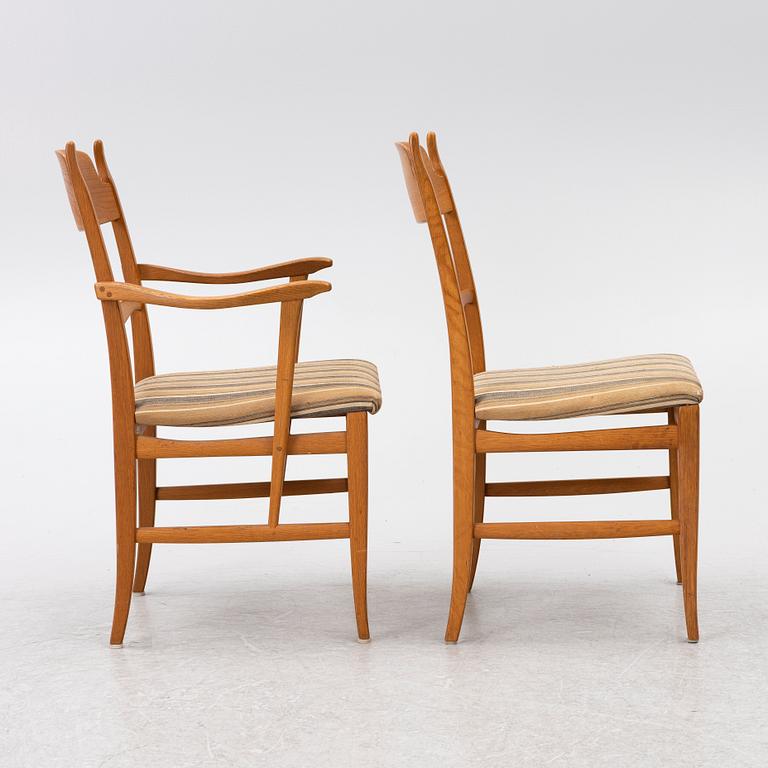 Carl Malmsten, A nine piece dining set, 'Camare Nyckel', by Åfors Möbelfabrik, Sweden, 1960's.
