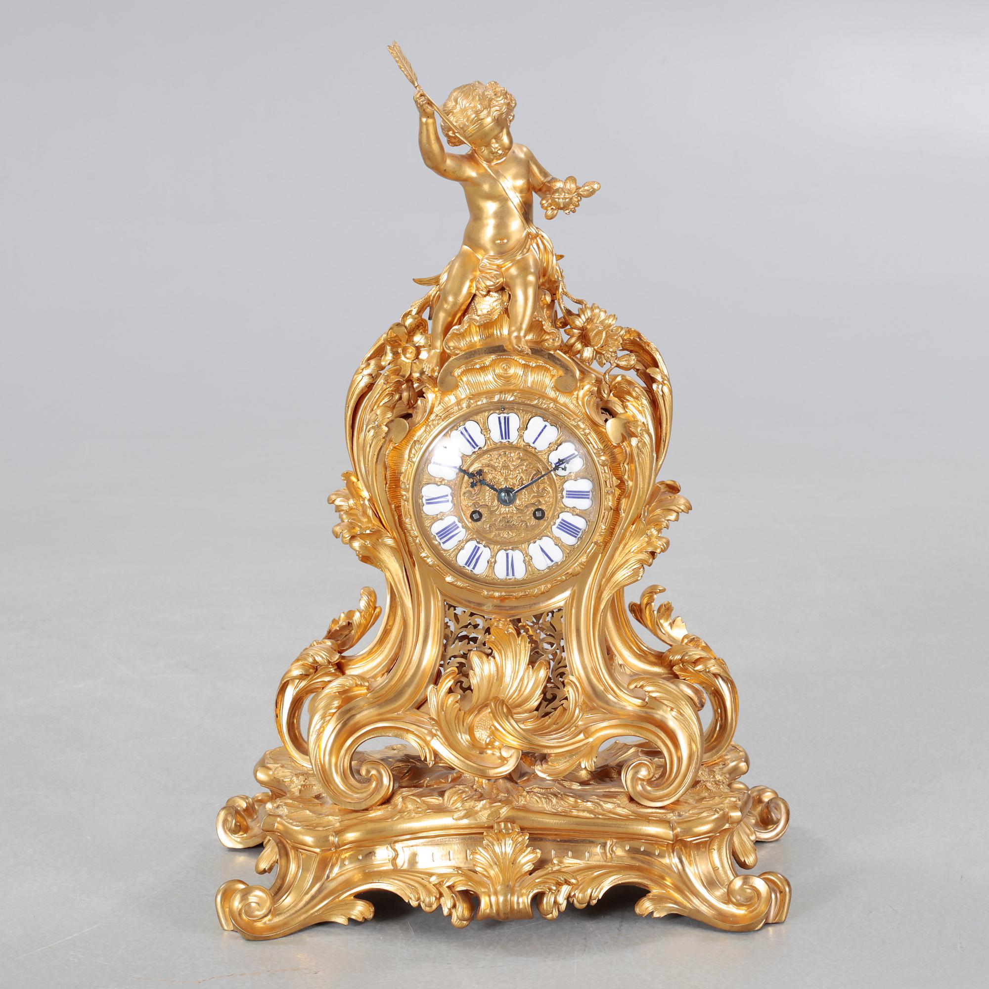 A table clock, clockwork marked "Vr PAILLARD A PARIS, RODIER A PARIS", mid/second half of the 19th century.