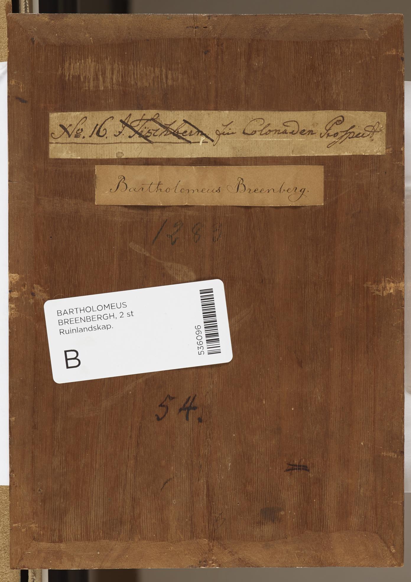 Bartholomeus Breenbergh Follower of, Lanscape with ruins and figures.