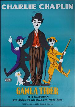 Léo Kouper, a vintage movie poster 'Gamla Tider (The Chaplin Revue)', 1960.