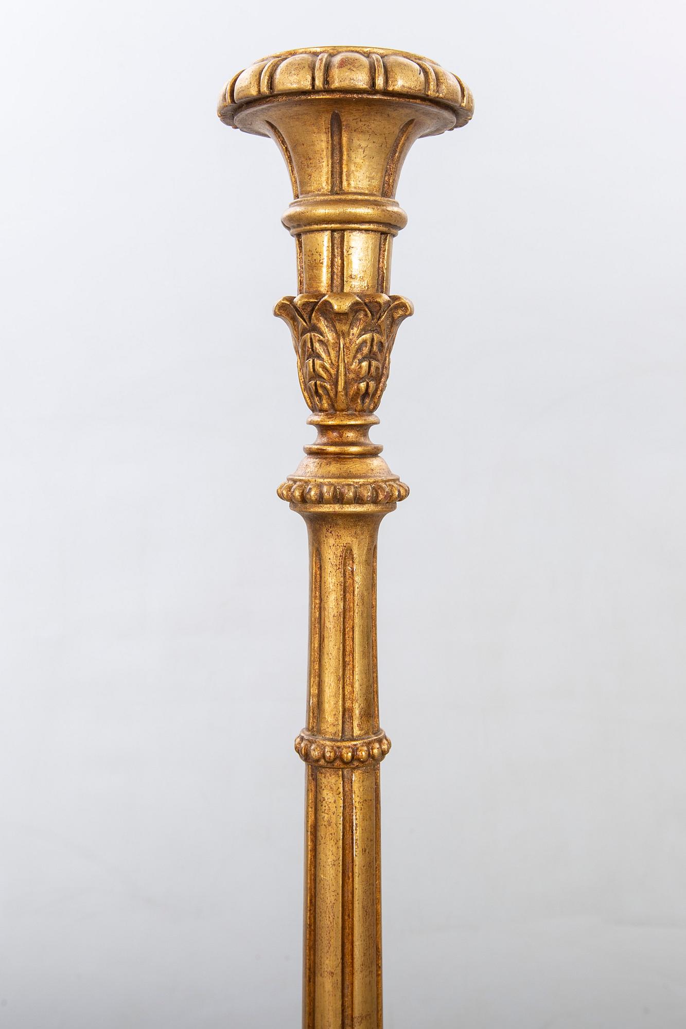 An mid 20th century wooden floor lamp base from Paoletti, Firenze Italy.