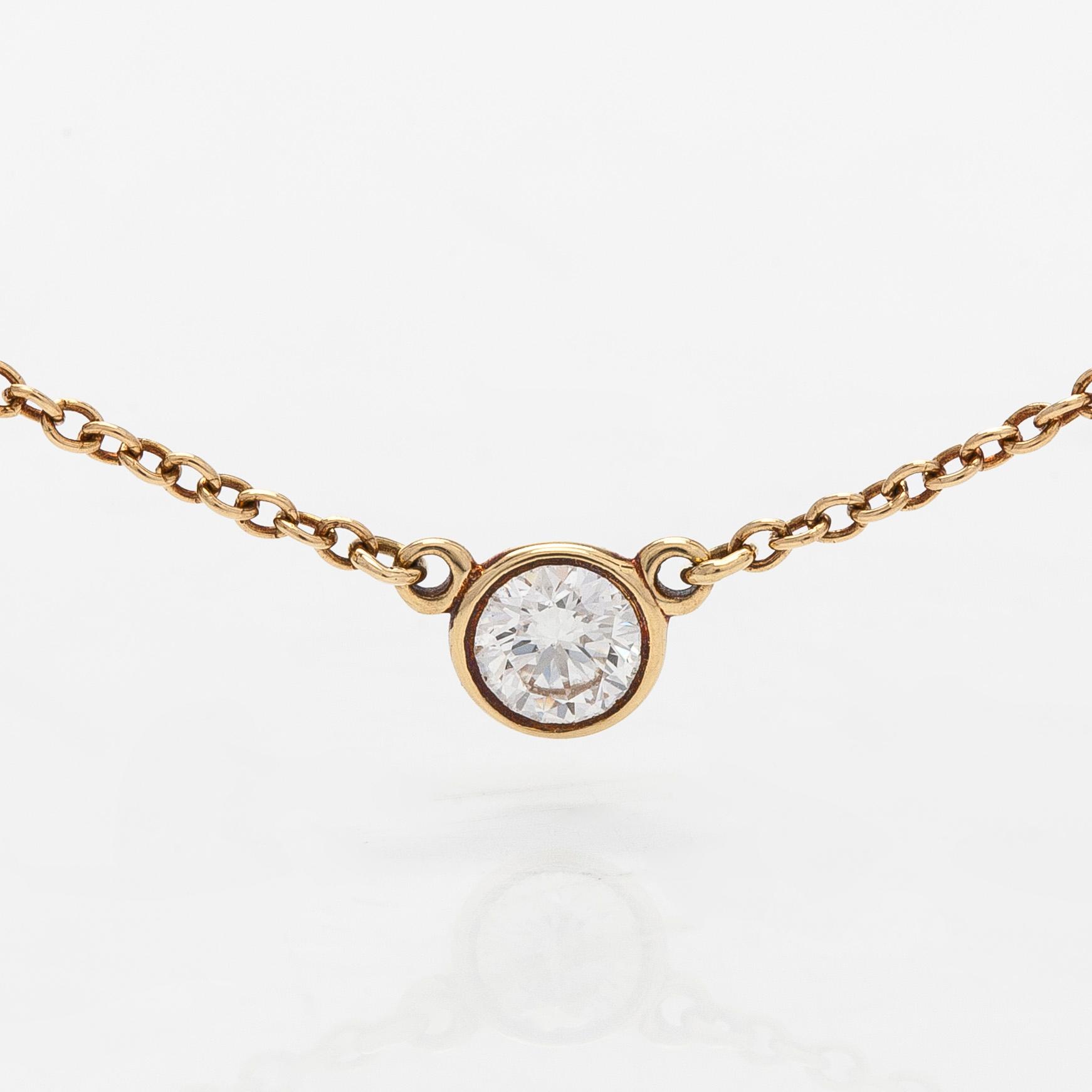 Tiffany & Co, Elsa Peretti, halsband, "Diamonds by the Yard", 18K guld med en briljantslipad diamant.