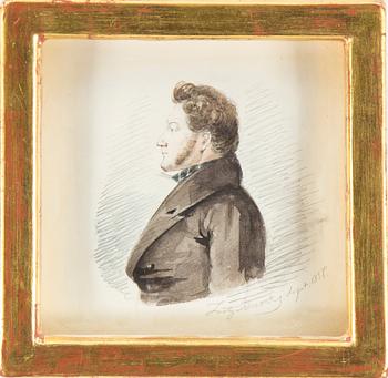 FRITZ VON DARDEL, Tuschlavering, signerad och daterad 1837.