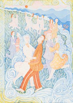 Mårten Andersson, färglitografi, 1990, triptyk, signerad 158/360.